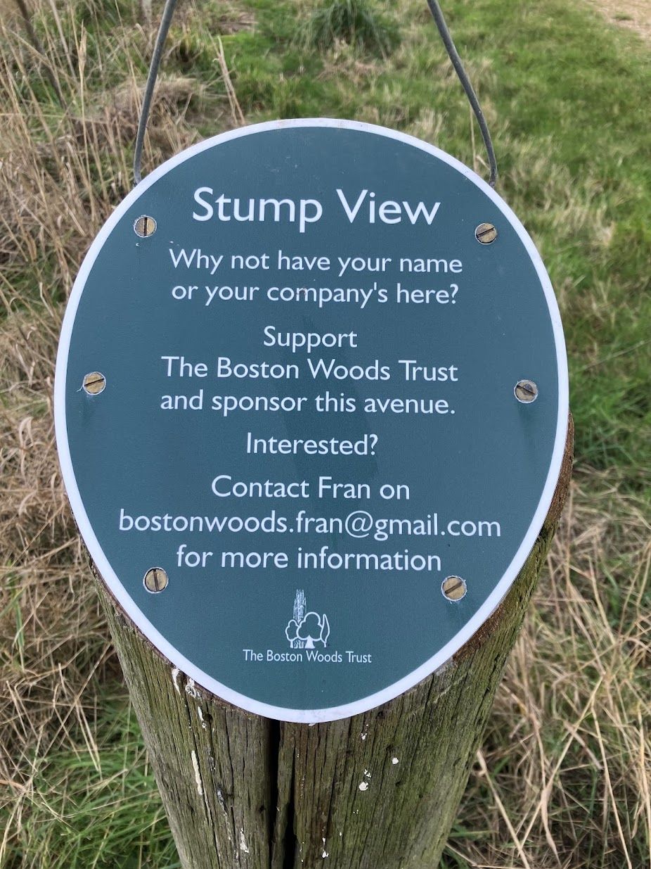 A Stump View avenue sponsorship plaque inviting people to sponsor the avenue