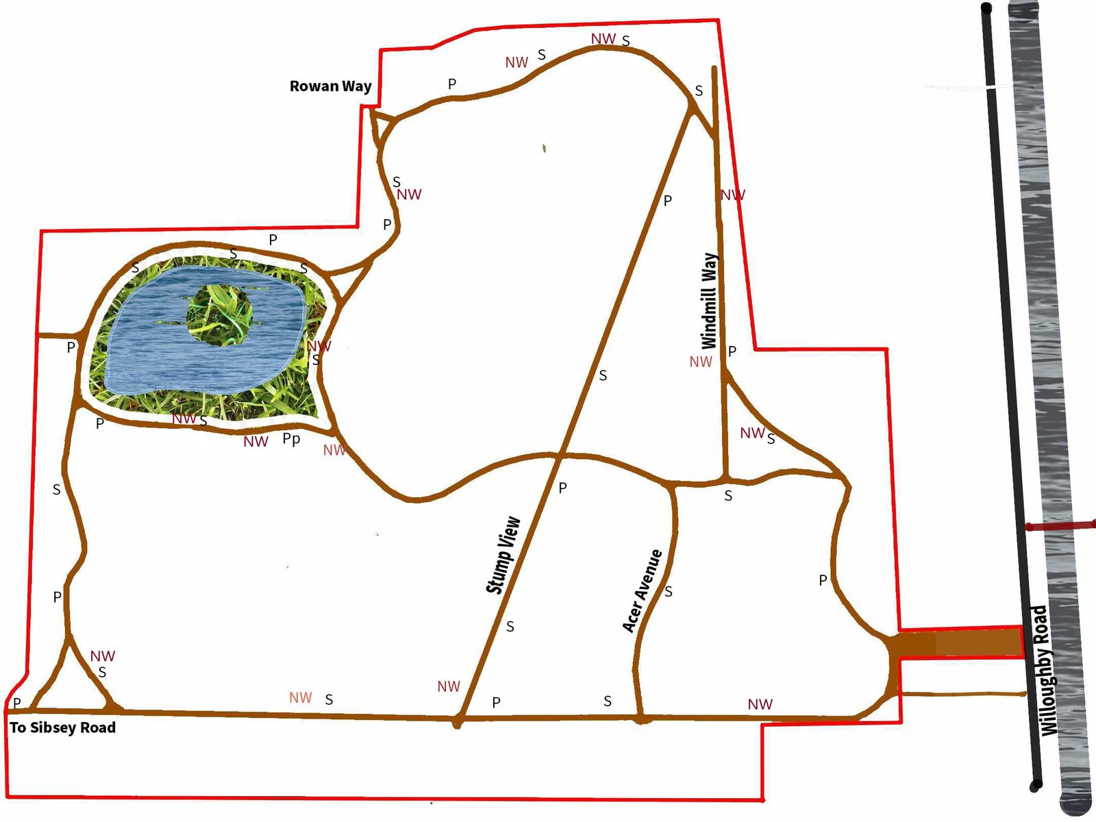 Sketch plan of the paths at Dion's Wood