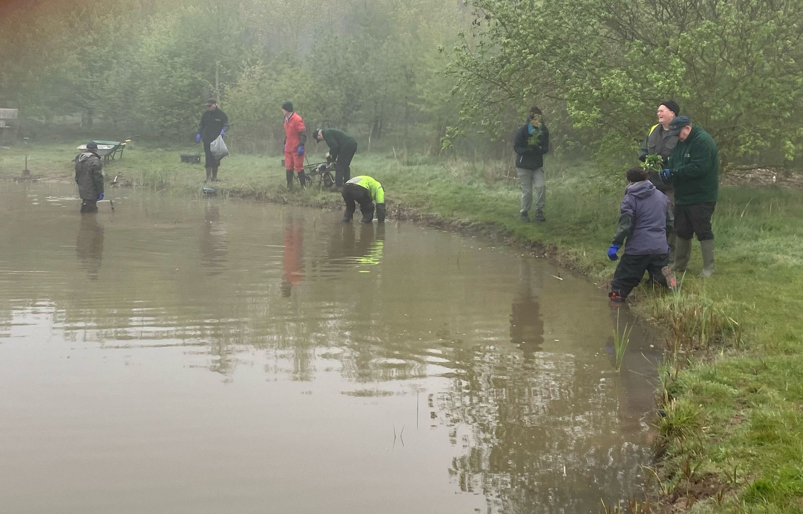 Volunteers planting up the restored ponds at Jenny's Wood
